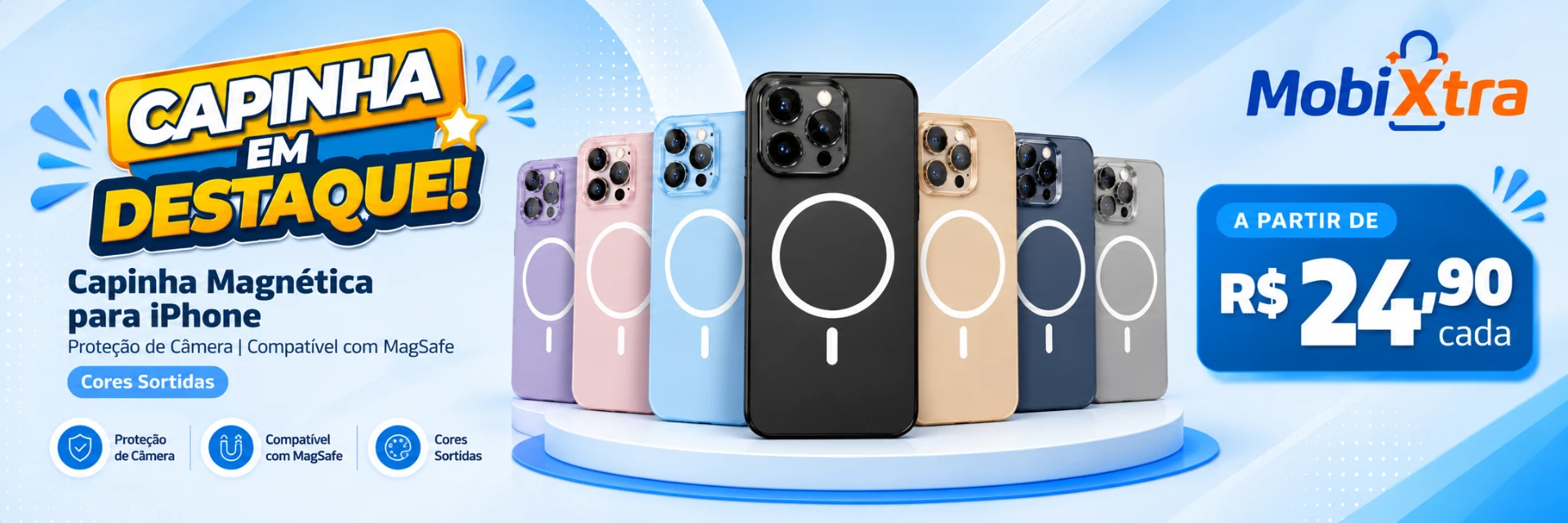 Capinha magnética para iPhone compatível com MagSafe, cores sortidas, a partir de R$ 24,90